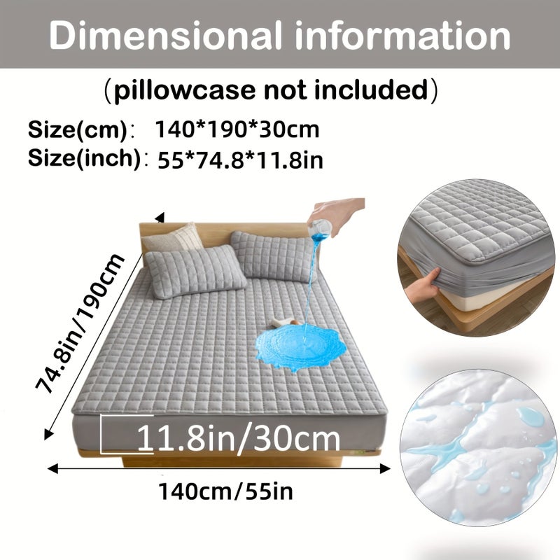 1pc Quilted Mattress Protector (Without Pillow And Core), Soft Comfortable Solid Color Bedding Mattress Cover, Fitted Sheet Mattress Protector for Bedroom, Guest Room, with Deep Pocket, Fitted Sheet 90*200cm 160 * 200cm, And Other Multiple Sizes - Image 1