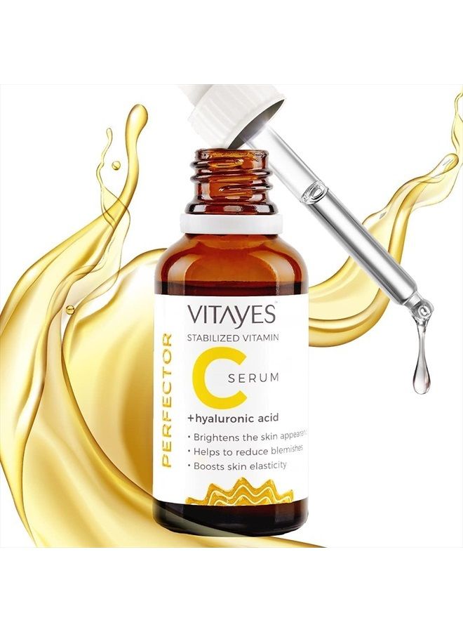 Vitayes Perfecter Vitamin C Serum for Face, Anti Aging Serum with Hyaluronic Acid. Skin Hydrating & Brightening Serum for Dark Spots, Fine Lines and Wrinkles. - Image 1