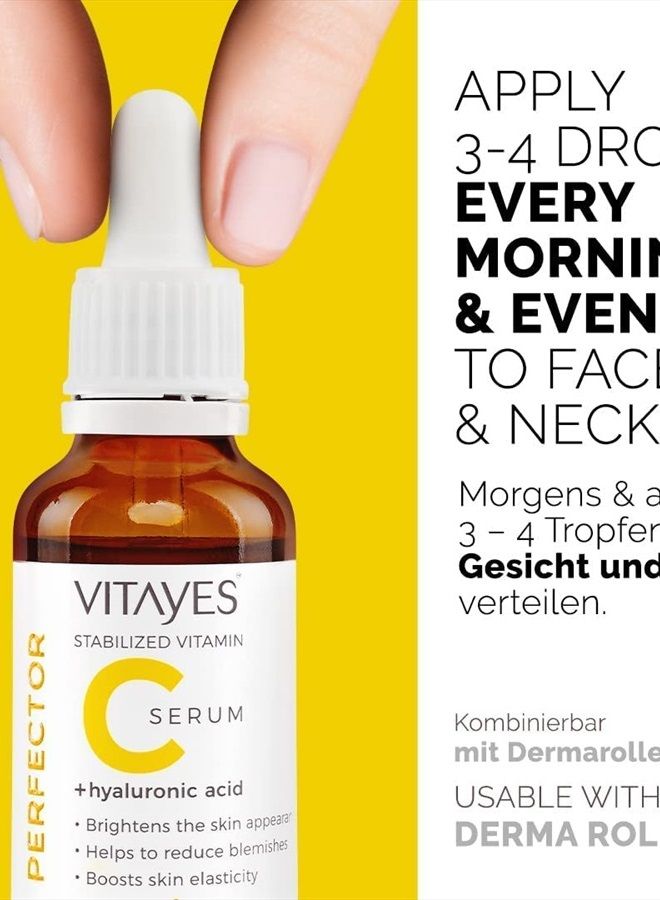 Vitayes Perfecter Vitamin C Serum for Face, Anti Aging Serum with Hyaluronic Acid. Skin Hydrating & Brightening Serum for Dark Spots, Fine Lines and Wrinkles. - Image 4
