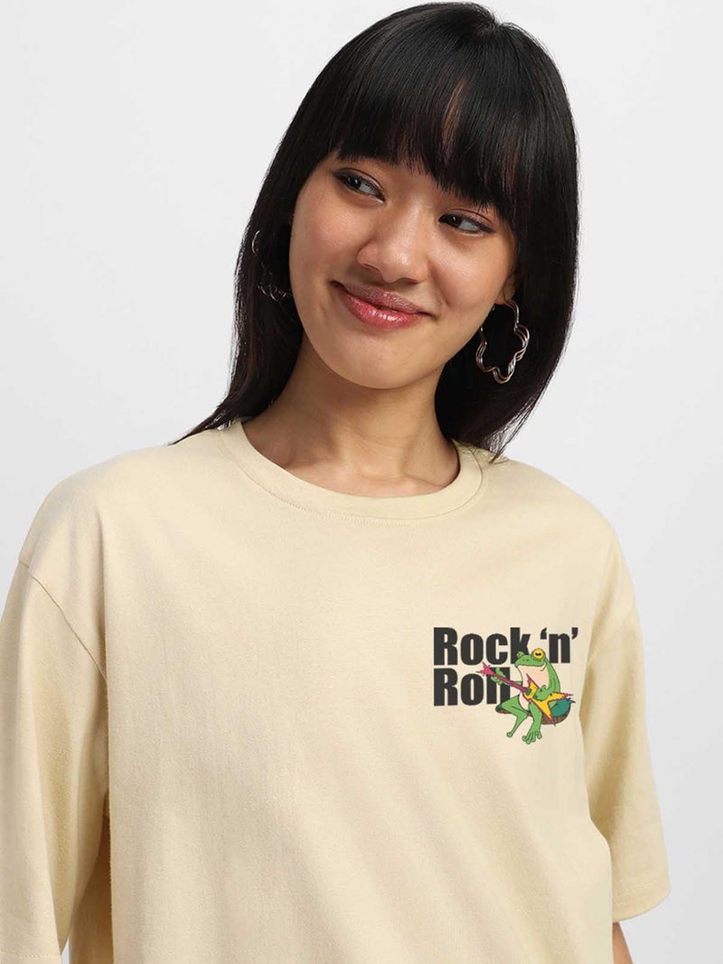JUNEBERRY® Pure Cotton Oversized Baggy Fit Drop Shoulder Graphic Printed Round Neck T-Shirt for Women (OS_100_JBRNR_SW_XXL) - Image 3