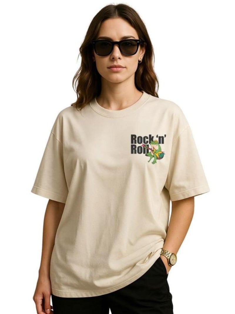 JUNEBERRY® Pure Cotton Oversized Baggy Fit Drop Shoulder Graphic Printed Round Neck T-Shirt for Women (OS_100_JBRNR_SW_XXL) - Image 1