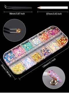 EBANKU EBANKU 10 Boxes Nail Art Rhinestones Gems Nail Art Crystal Nail Jewels Diamonds, Nail Charms with 1 Pc Pick Up Tweezers 1 Pc Wax Pens for Nail Art  - Image 4