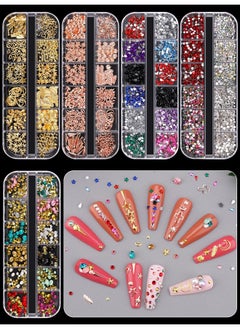EBANKU EBANKU 10 Boxes Nail Art Rhinestones Gems Nail Art Crystal Nail Jewels Diamonds, Nail Charms with 1 Pc Pick Up Tweezers 1 Pc Wax Pens for Nail Art  - Image 3