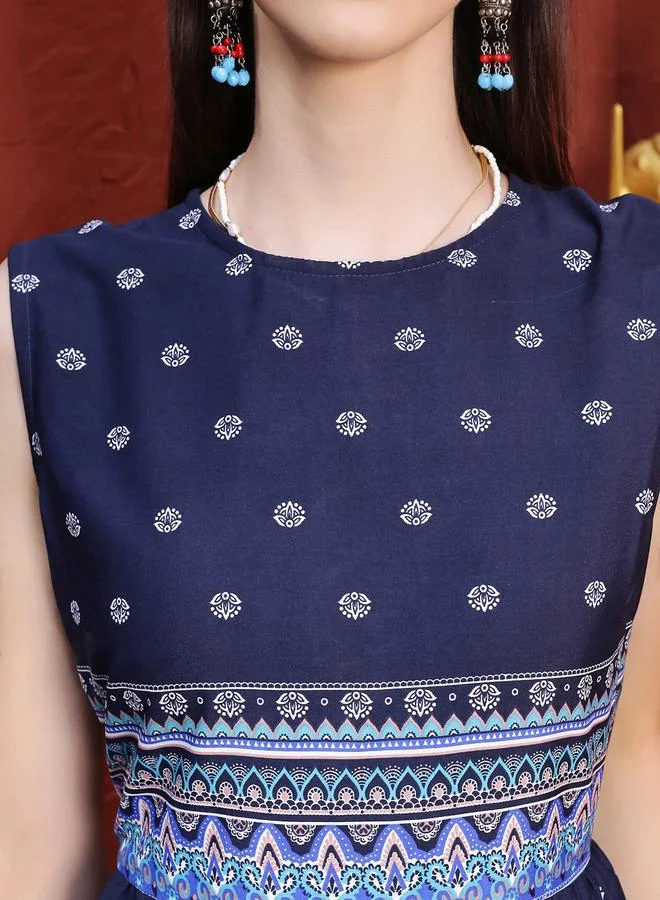 سيرا Ethnic Motif Print A-Line Midi Dress by Styli