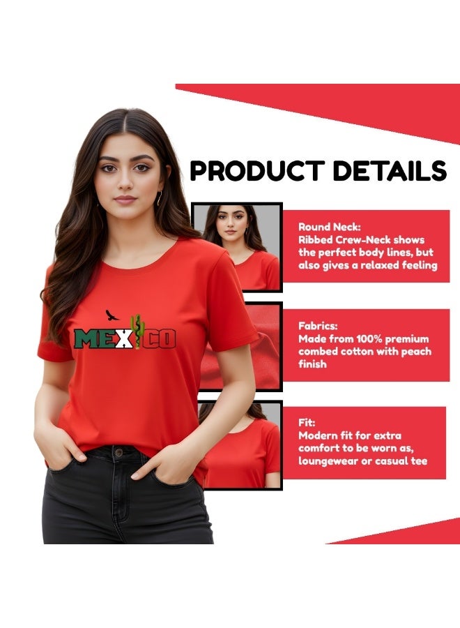 Mexican Casual Womens T-Shirt-100% Cotton-Round Neck|Comfortable&Stylish Design For Womens-Half Sleeve Tshirt For Womens|Gift For Womens - Image 4