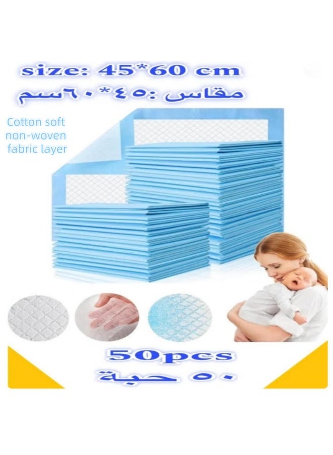SHENGHUI 50pcs 60x45cm Disposable Changing Pad Leak-Proof Underpad Bed Table Protector Mat, Soft Non-Woven Fabric, - Image 1
