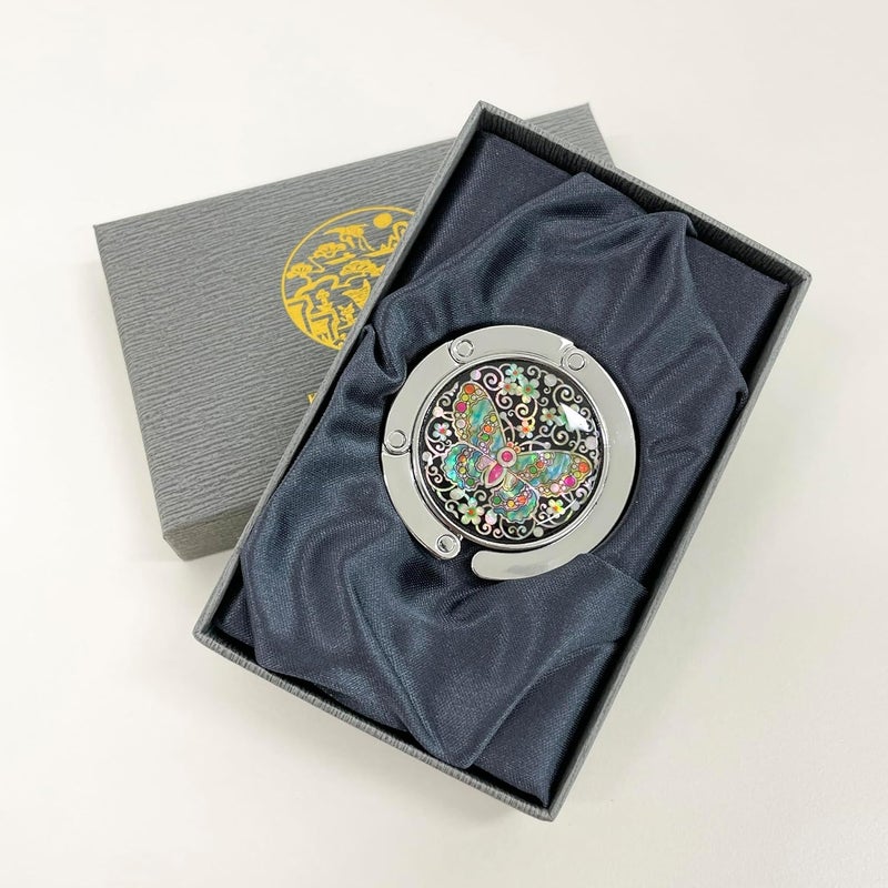 PLAY Mother of Pearl Purse Hook Magnet Clip Table Handbag Hanger Foldable Table Holder (Arabesque Butterfly) - Image 4