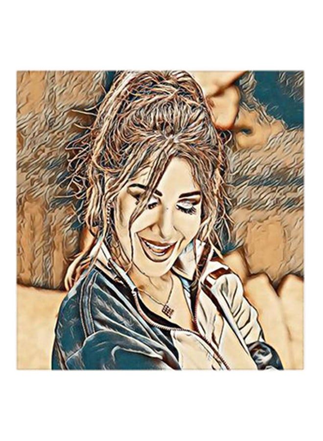 RYN Nancy Ajram MDF Wall Art Beige/Brown/Blue - Image 1