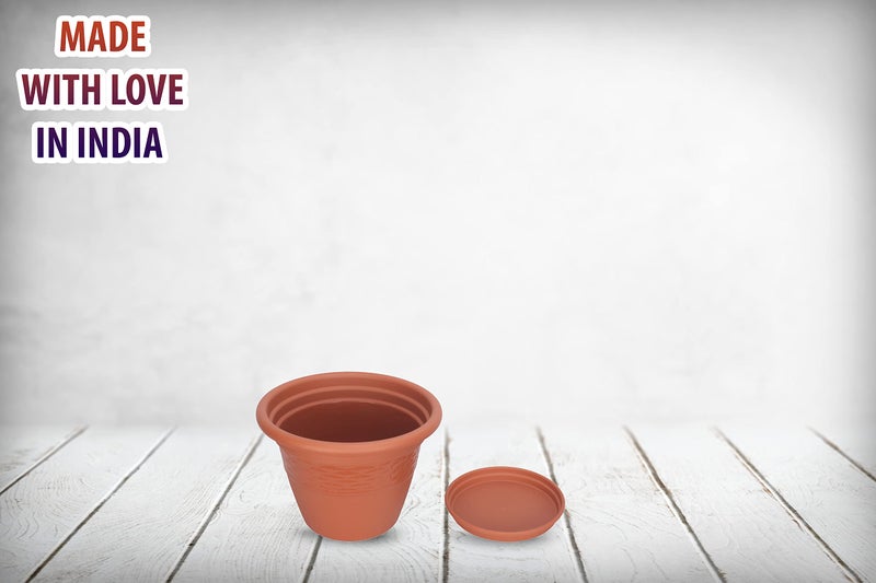 Halsey Clean Home Round Virgin Plastic Modern Design Durable Plastic Plant Pot for Gardening (Pack of 4) (POTS with Tray, XSMALL-06 INCH) - Image 4