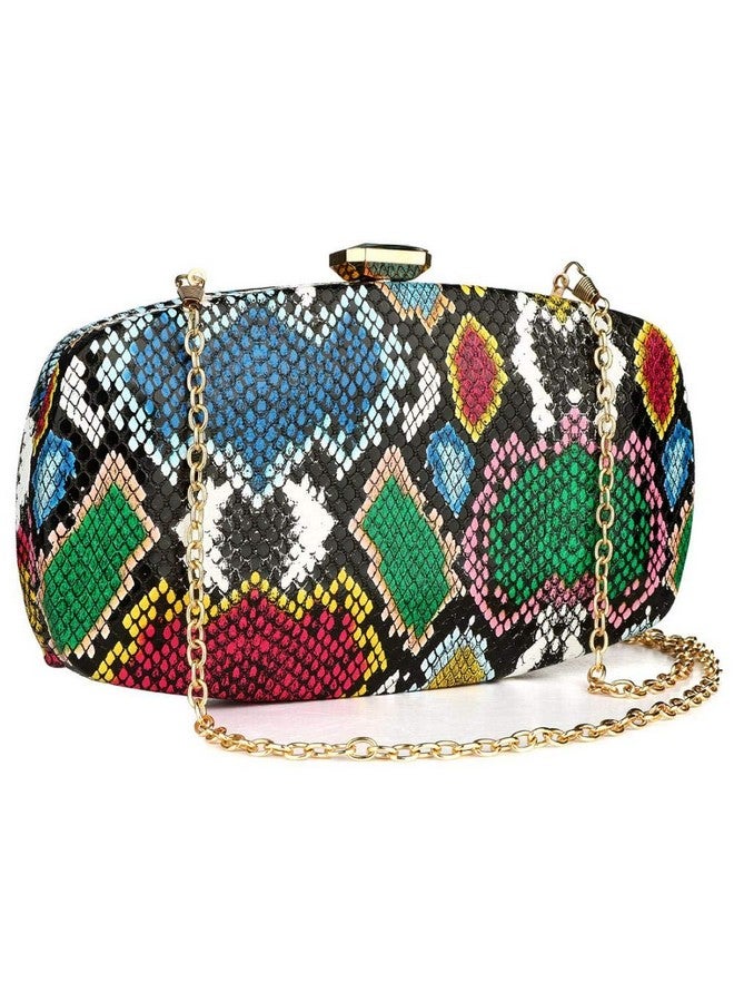 Gets Multicolor Snakeskin Purse For Women Box Evening Bag Green Snakeskin Clutch Handbag Party Wedding - Image 1