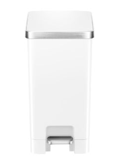 EKO Hana Elegant and Modern Design Slim Step Bin White and Silver 10 Liter EK6377-10L-WH 