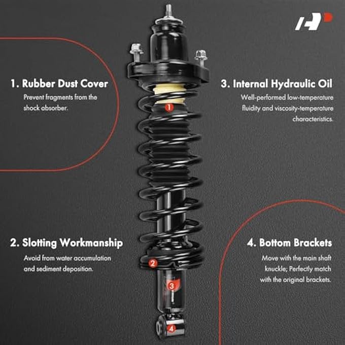 أ-بريميوم زوج خلفي كامل من 2 مجموعة دعامة ونابض لولبي متوافق مع ميتسوبيشي لانسر 2005-2006، استبدال جانب السائق والراكب 28710866 - Image 4