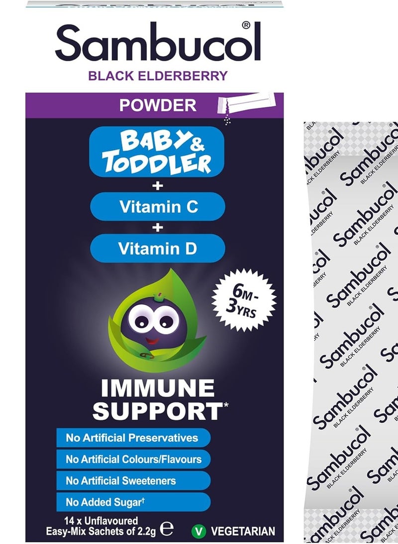 Sambucol سانبوكول للأطفال + فيتامين ج + فيتامين د أكياس 14 س - Image 1