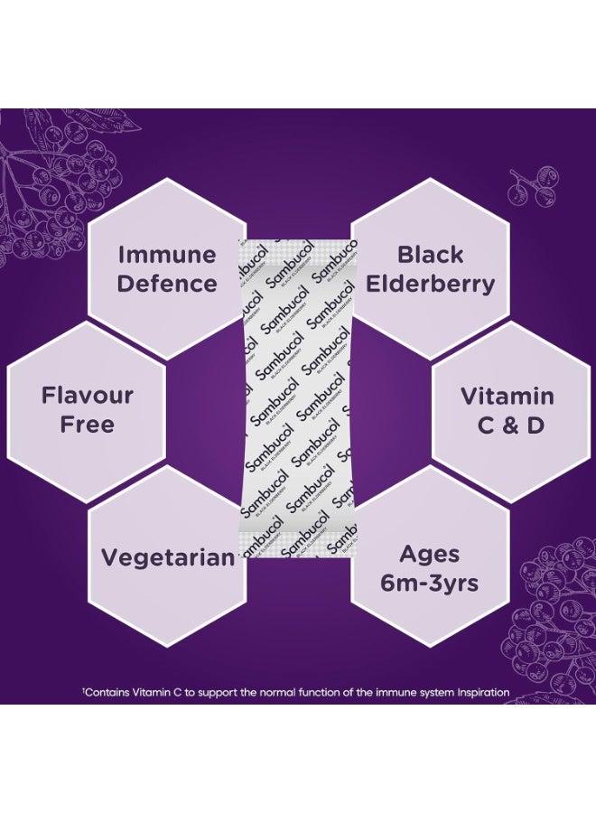 Sambucol سانبوكول للأطفال + فيتامين ج + فيتامين د أكياس 14 س - Image 3