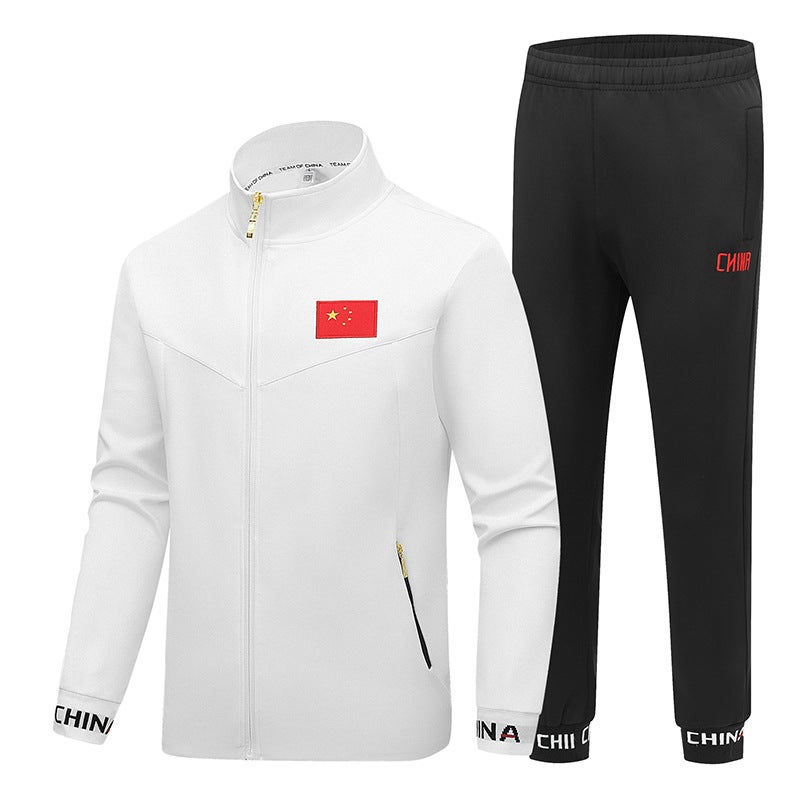 National Fashion Sports And Leisure Suit Men'S Coat Stand Collar Straight Pants Couple Sweater Men'S Pass Code Group Training Clothes - Image 1