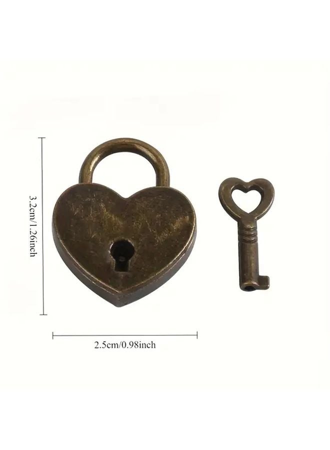 Vintage Zinc Alloy Mini Heart Shaped Lock With Key Antique Finish Love Model - Image 5