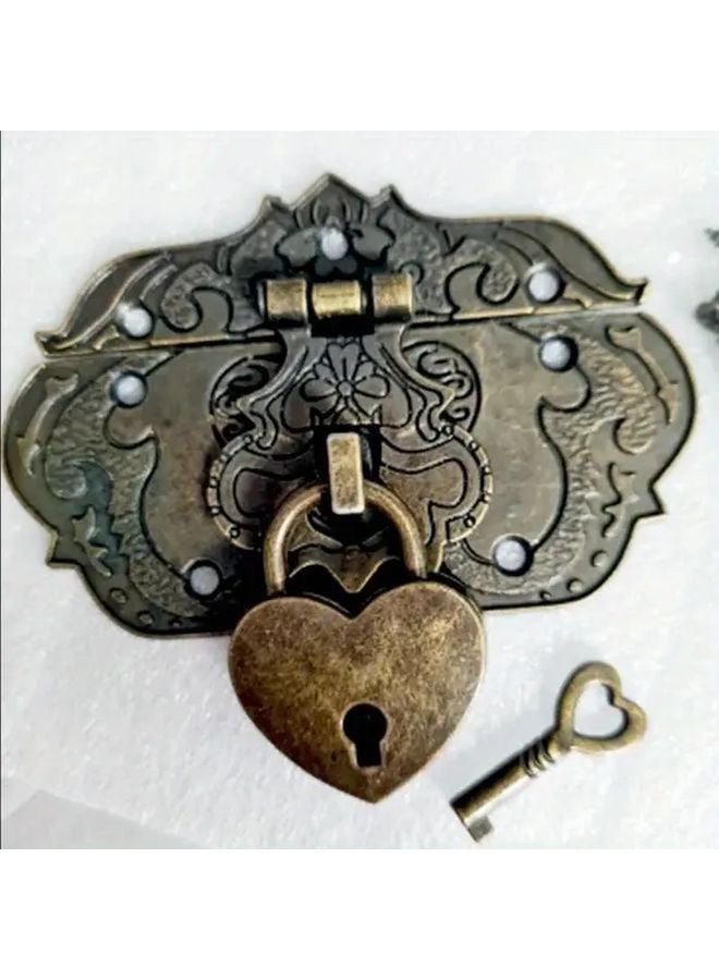 Vintage Zinc Alloy Mini Heart Shaped Lock With Key Antique Finish Love Model - Image 2