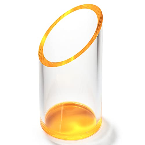 OfficeGoods Acrylic Pen & Pencil Holder - Modern Cylinder Design - Beautiful Desk Organizer for Home or Office - Contrasting Base & Rim - 5.25” H x 2.5” W - Neon Tangerine - Image 2