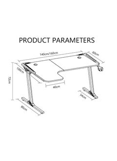 Organized Home Gaming Table with Carbon Fiber Computer Desk with LED Lights RGB Lighting with Headphone Hook Cup Holder Gamer Workstation  - Image 5