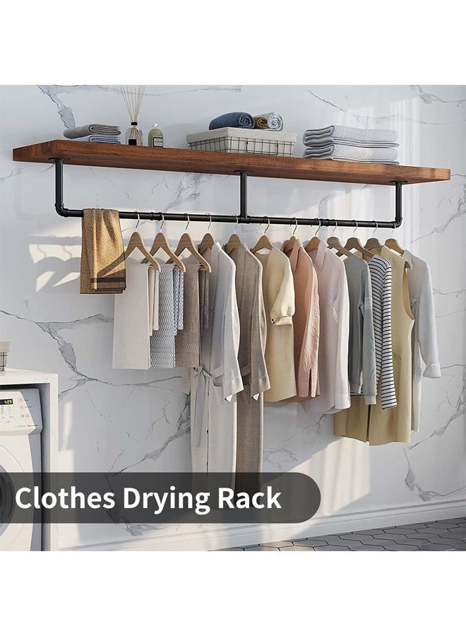 DUNISO Clothes Rack Wall Mounted, Industrial Pipe Garment Rack， Heavy Duty Iron Garment Bar with 3 S-Shaped Hooks,Detachable Adjustable,for Home Shops and Closets，180cm - Image 2
