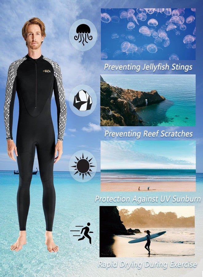Skyone بدلة سباحة سكاي وان دايف سكينز واقية من الطفح الجلدي لكامل الجسم للرجال والنساء، بدلة غوص رقيقة، حماية من الأشعة فوق البنفسجية، أكمام طويلة، بدلة غوص سريعة الجفاف من قطعة واحدة للغطس (أسود للرجال، مقاس متوسط) - Image 3