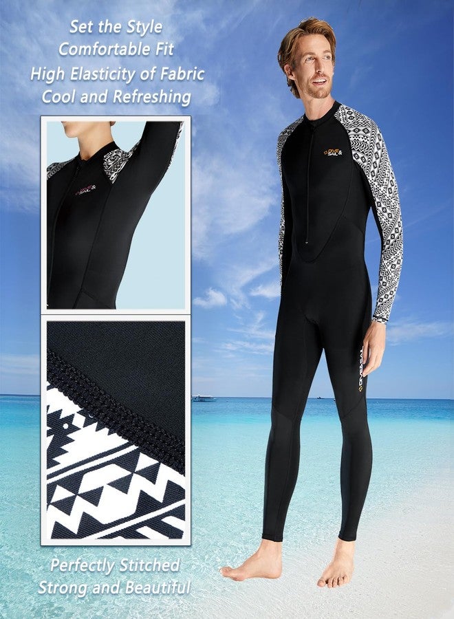 Skyone بدلة سباحة سكاي وان دايف سكينز واقية من الطفح الجلدي لكامل الجسم للرجال والنساء، بدلة غوص رقيقة، حماية من الأشعة فوق البنفسجية، أكمام طويلة، بدلة غوص سريعة الجفاف من قطعة واحدة للغطس (أسود للرجال، مقاس متوسط) - Image 4