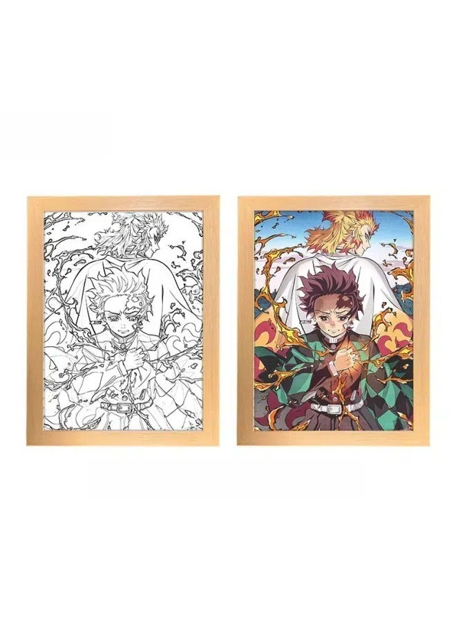 Light painting Demon Slayer sketch line night light desktop decoration birthday gift home decoration the best gift for family and friends - Image 1