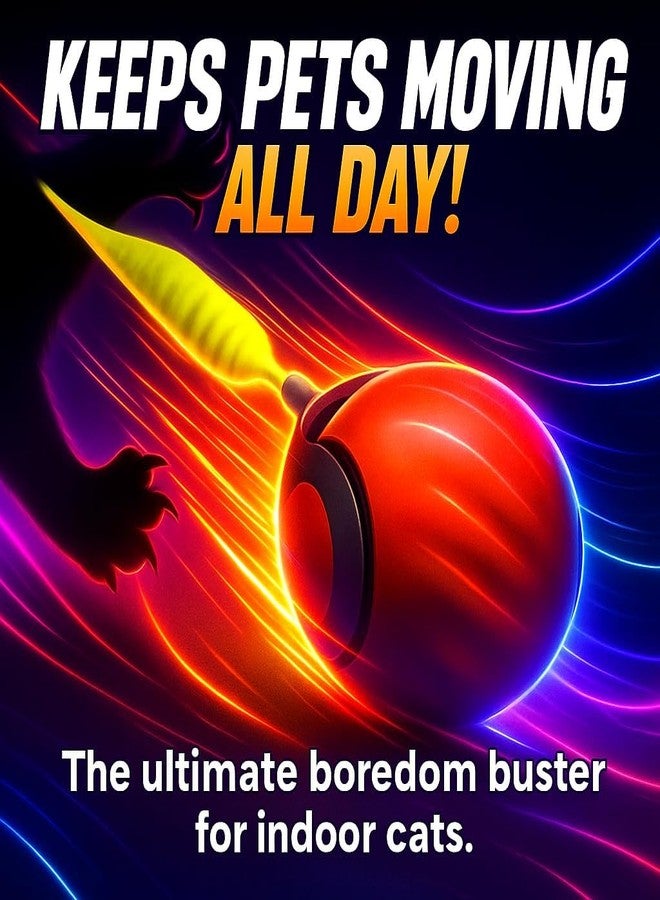 Pawvion Moving Ball Cat Toys with Feather Tail, Rechargeable 2025 New Interactive Toy for Indoor Cats Exercise, Smart Interactive Kitten Rolling Ball, Orange Color - Image 4