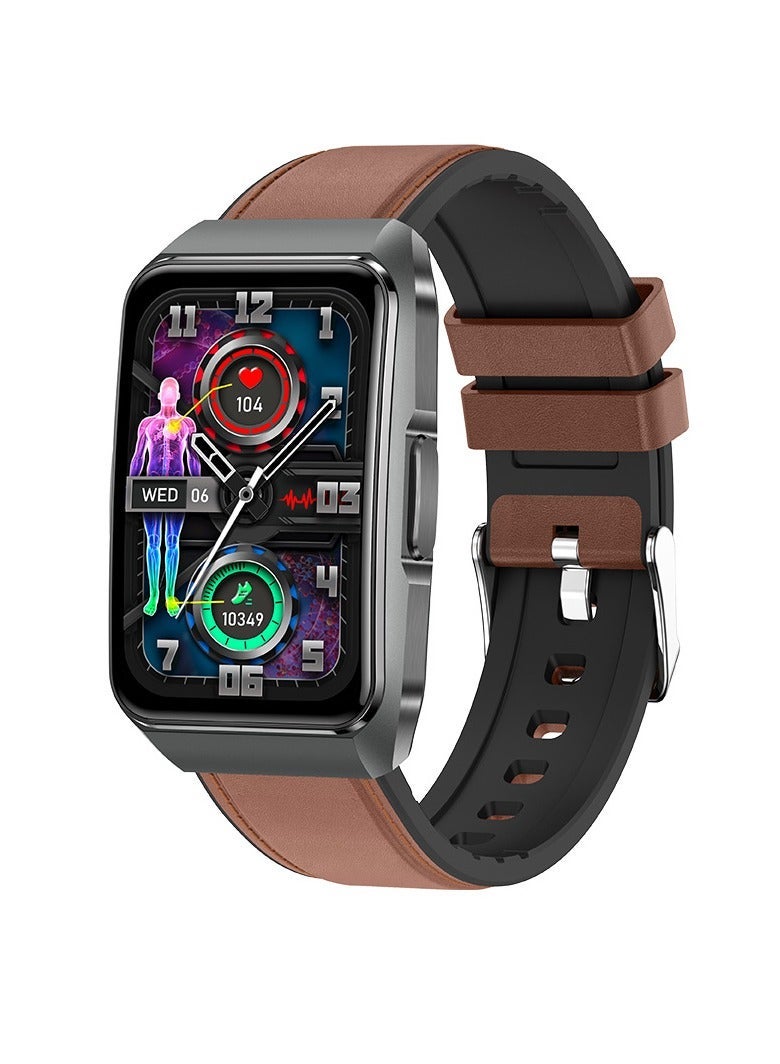 Smart Watch,  Waterproof Smart Wrist Watch, Lightweight Fitness Tracker Smart Bracelet, (1pc, Brown, Leather Strap) - Image 1