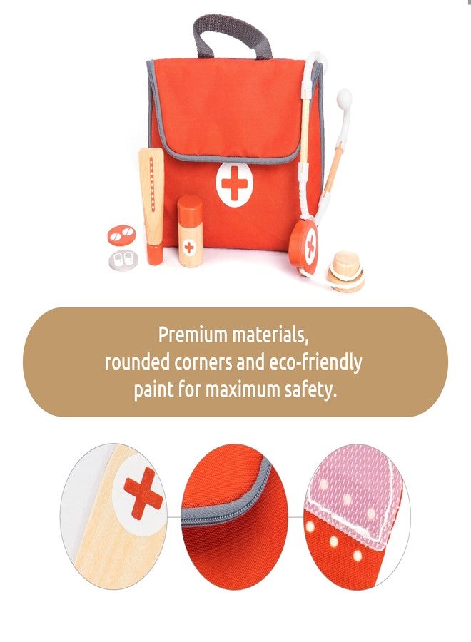 UMU® Wooden Mini Doctor Kit for Kids - 14 pcs Medical Playset for Toddlers with Stethoscope, Syringe, Doctor Bag, Blood Pressure Cuff & More - Pretend Play Set for Boys and Girls Ages 3 4 5 6 - Image 2