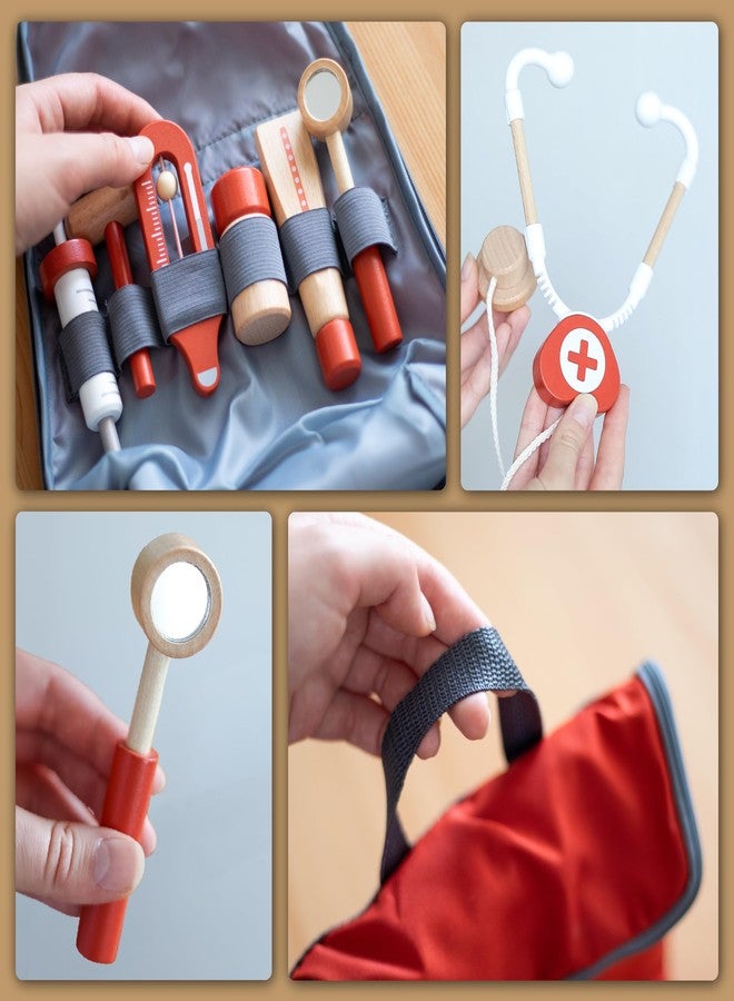UMU® Wooden Mini Doctor Kit for Kids - 14 pcs Medical Playset for Toddlers with Stethoscope, Syringe, Doctor Bag, Blood Pressure Cuff & More - Pretend Play Set for Boys and Girls Ages 3 4 5 6 - Image 4