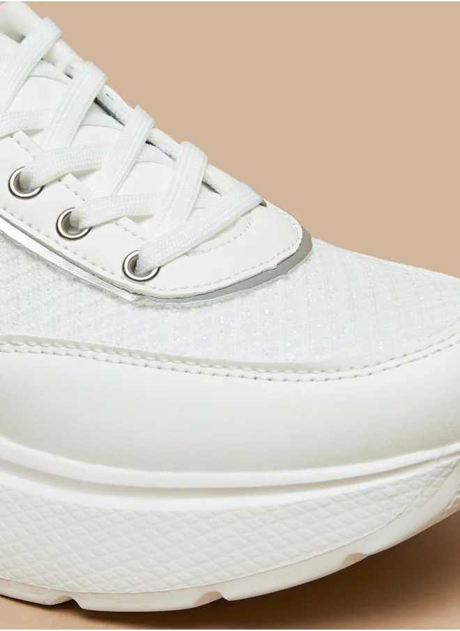 ميسي Women's Textured Lace-Up Chunky Sneakers