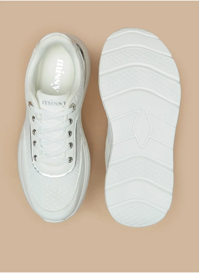ميسي Women's Textured Lace-Up Chunky Sneakers