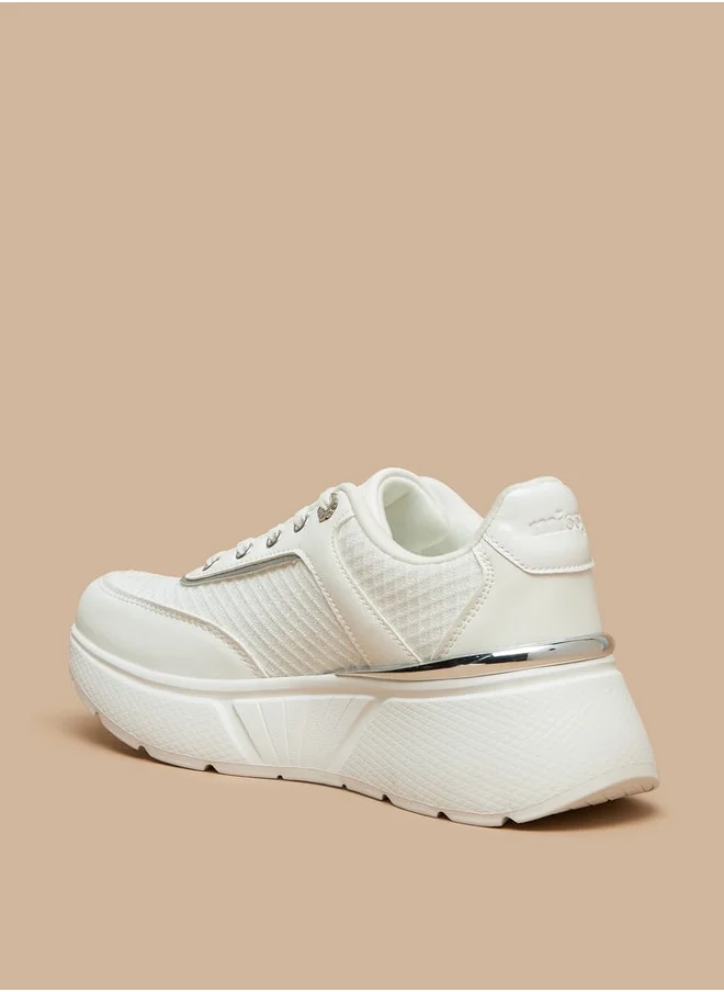 ميسي Women's Textured Lace-Up Chunky Sneakers