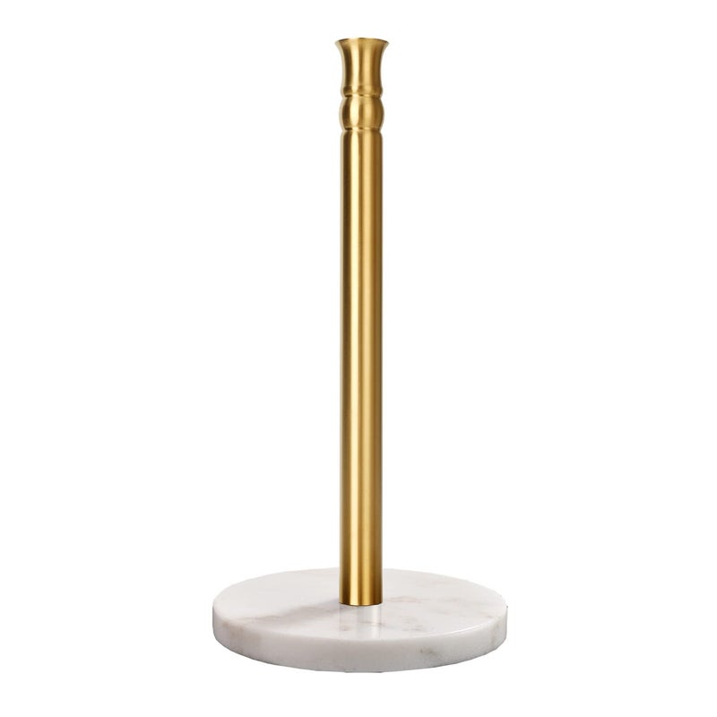 Luxmay Gold Paper Towel Holder Countertop with Heavy Marble Base Free Standing Paper Towel Holder Stand Gold Brushed Marble Base 
