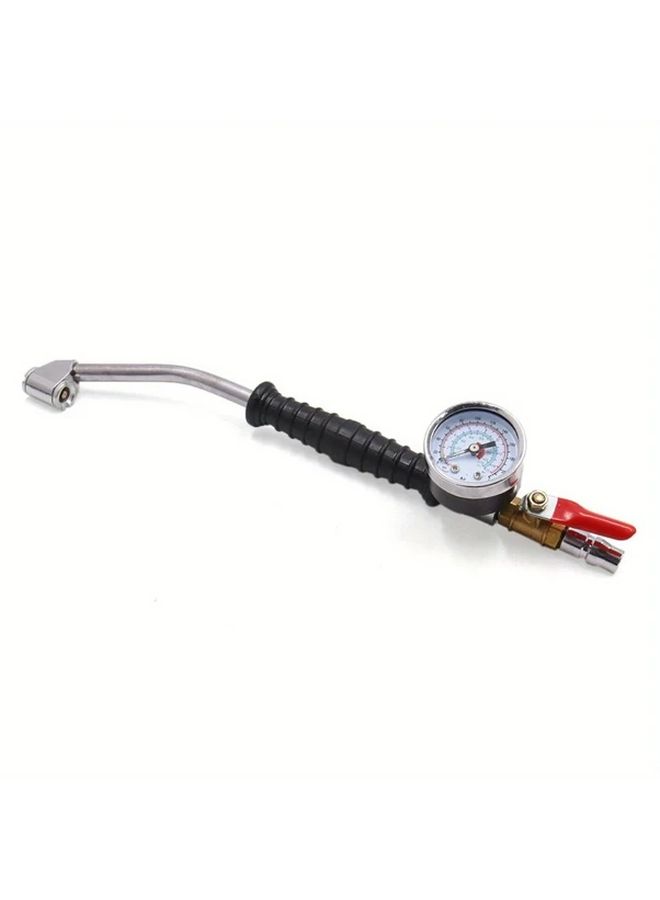 Universal Tire Inflator with Pressure Gauge 1pc Replacement Air Nozzle for Car Truck Daily Maintenance Compact Sturdy Tire Inflation Tool - Image 2