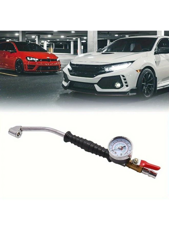 Universal Tire Inflator with Pressure Gauge 1pc Replacement Air Nozzle for Car Truck Daily Maintenance Compact Sturdy Tire Inflation Tool - Image 3