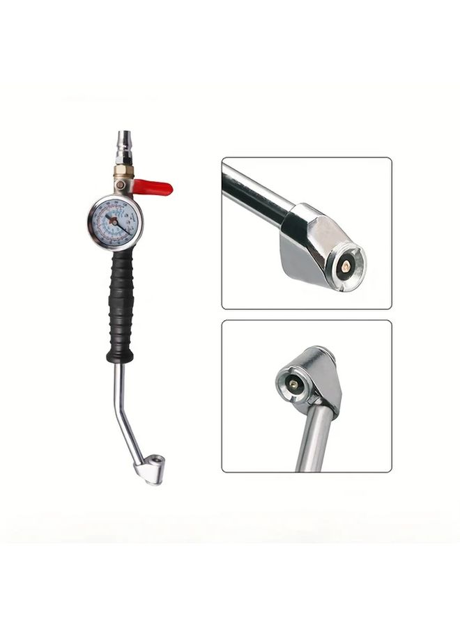 Universal Tire Inflator with Pressure Gauge 1pc Replacement Air Nozzle for Car Truck Daily Maintenance Compact Sturdy Tire Inflation Tool - Image 4