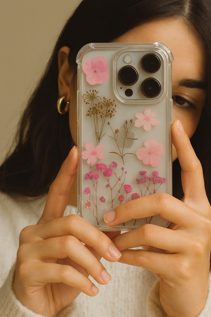 Ready For Chai Handcrafted Floral iPhone 16 Case – Real Dried Flowers, Slim Fit, Shockproof & Stylish Phone Cover - Image 2