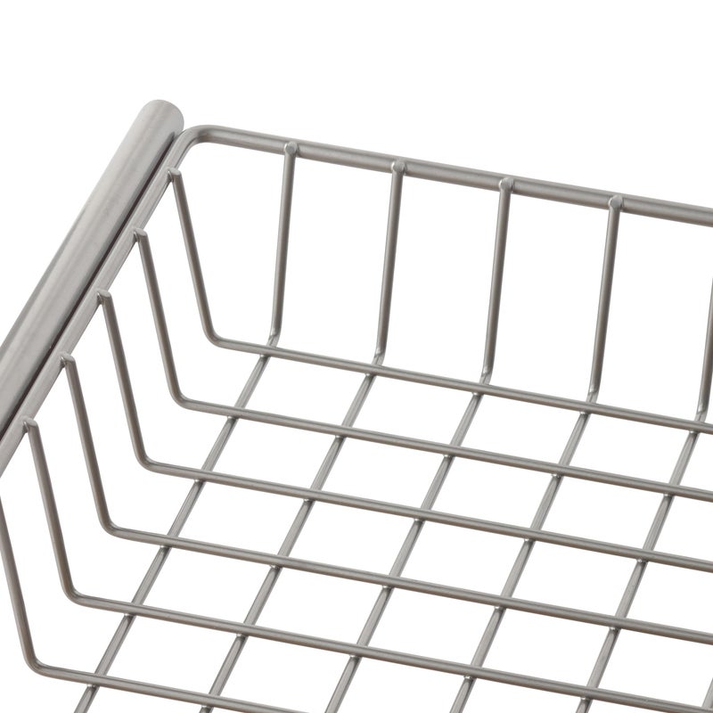 TRINITY 4-Tier Freestanding Metal Shelving Rack with Wire Baskets, Wood Top, and Adjustable Feet, 12"x12"x30", Champagne + Classic Gray Top - Image 5
