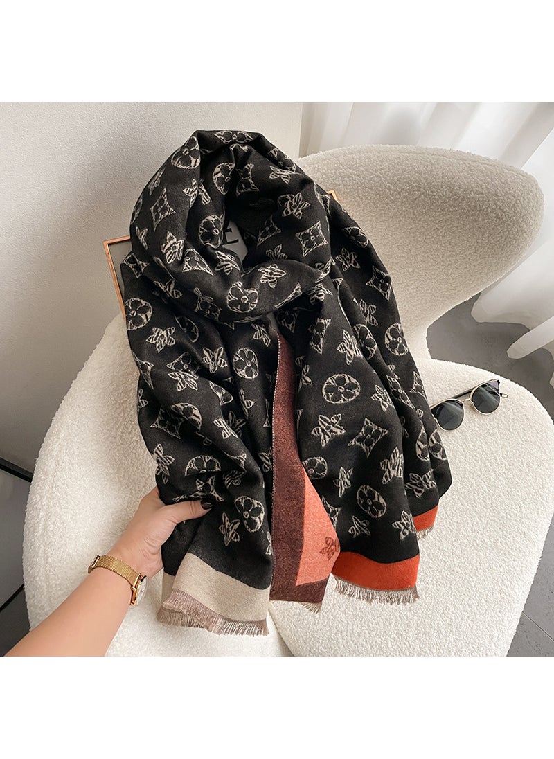 Generic Luxury Pentagram Scarf Women Warm Cashmere-Like Wrap Green  - Image 5