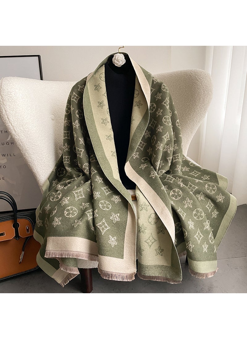Generic Luxury Pentagram Scarf Women Warm Cashmere-Like Wrap Green  - Image 3