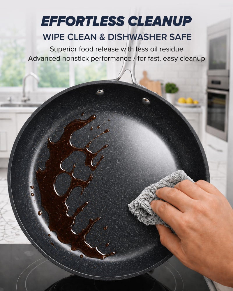 Nuwave Essential Series 5PC Ceramic Cookware Set PFAS-Free, G11 Duralon Blue Coating, Pots and Pans Set Non Stick, Diamond Scratch-Resistant,Stay-Cool Handle, Metal Lid,Induction Ready,Dishwasher Safe - Image 5