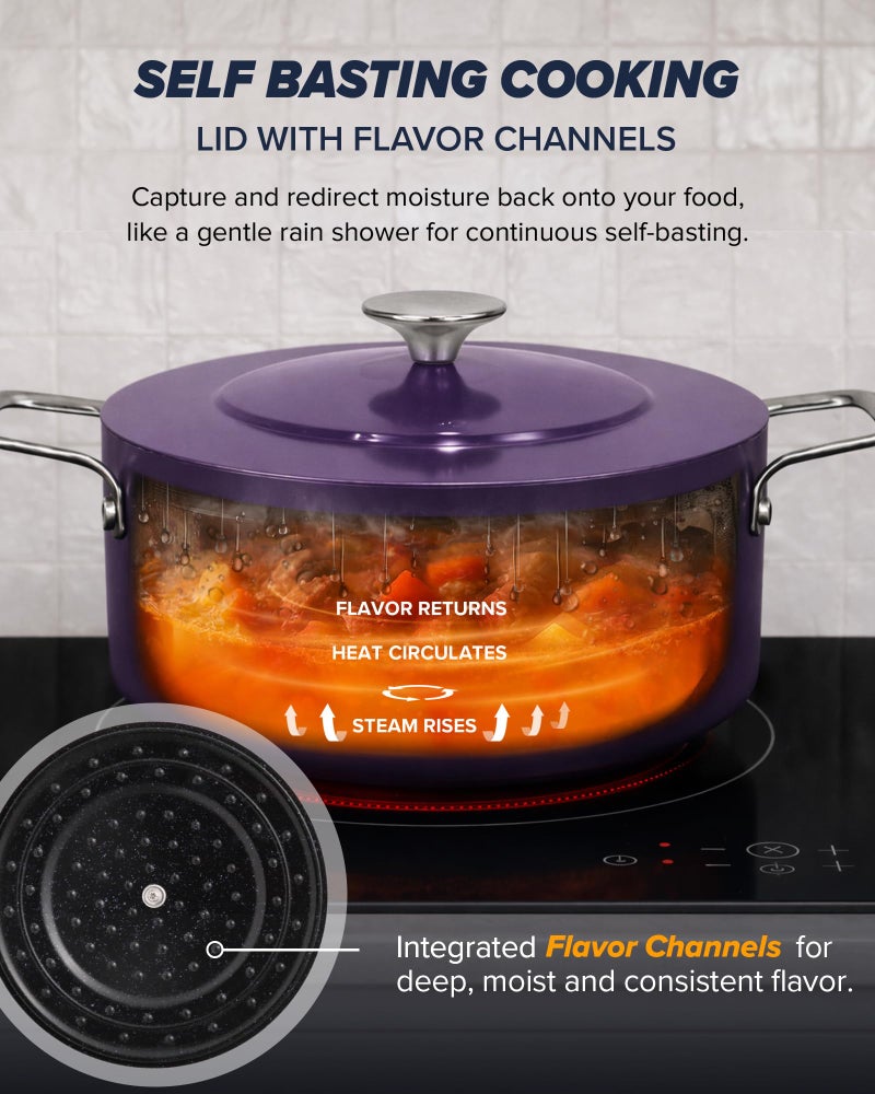 Nuwave Essential Series 5PC Ceramic Cookware Set PFAS-Free, G11 Duralon Blue Coating, Pots and Pans Set Non Stick, Diamond Scratch-Resistant,Stay-Cool Handle, Metal Lid,Induction Ready,Dishwasher Safe - Image 4