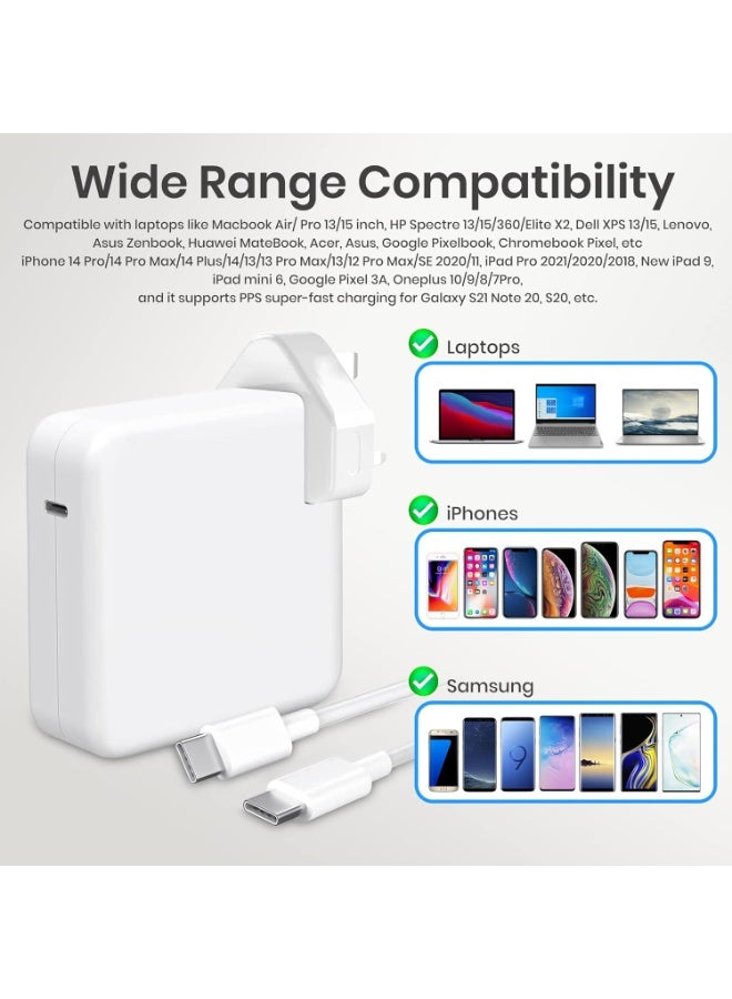 Fast USB-C Power Adapter with Cable - Compatible with MacBook Pro, MacBook Air, iPad & Android Devices - Image 3