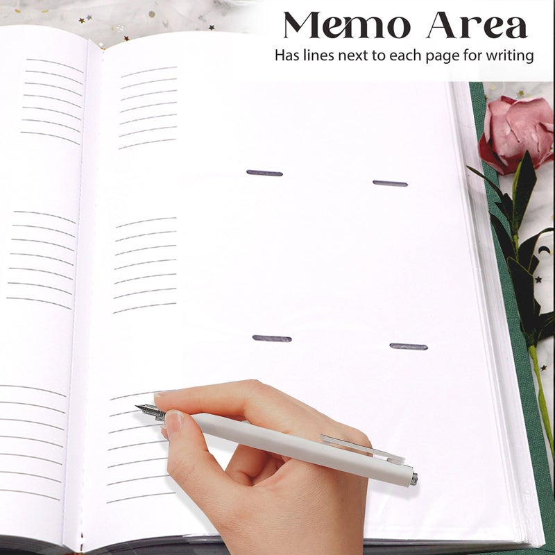 Holoary Photo Album 4x6 300 Photos, 300 Pockets 4â€x6â€ Picture Album, Linen Fabric Cover Big Picture Book for Photos with Writing Area, 4x6 Photo Albums for Family Weddings Travel Memories(Dark Green) - Image 4