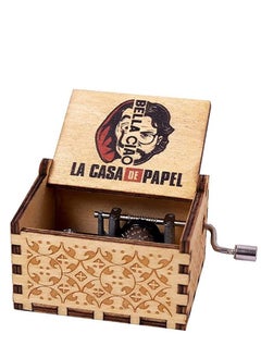 Generic صندوق موسيقى La Casa De Papel Print Bella Music Ciao، صندوق موسيقي عتيق منقوش خشبي، هدايا ملونة، متعددة الألوان  - Image 1