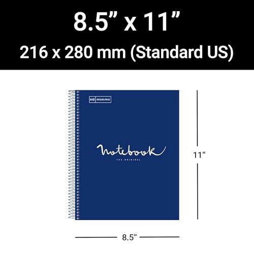Miquelrius Miquel Rius M Emotions 1 Subject Notebook, Lined 11" x 8.5", 80 Sheets Heavy Weight Paper, 3 Hole Punched, Micro-Perforated, Marine Blue Board Cover - Image 2