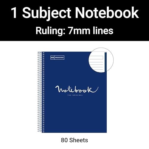 Miquelrius Miquel Rius M Emotions 1 Subject Notebook, Lined 11" x 8.5", 80 Sheets Heavy Weight Paper, 3 Hole Punched, Micro-Perforated, Marine Blue Board Cover - Image 3