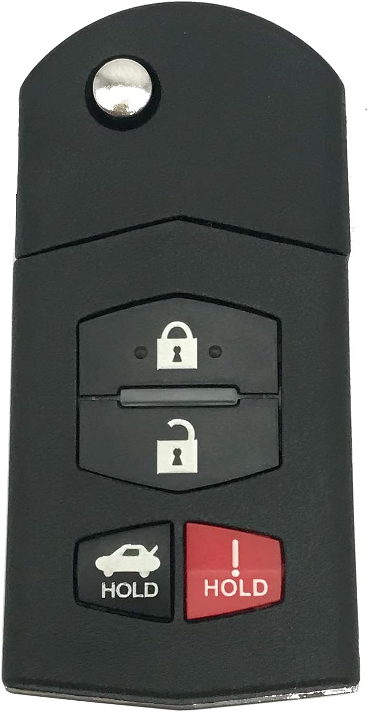 Arruweer Replacement Key Fob Case Shell for Mazda 3 5 6 RX-8 CX-7 CX-9 - 4 Buttons, Black - Image 1